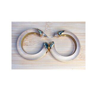 Alexis Bittar Luminous Gold Lucite Molten Hoop Earrings NWOT